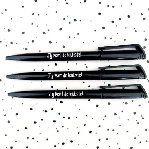 Pen zwart | jij bent de leukste | 6 stuks
